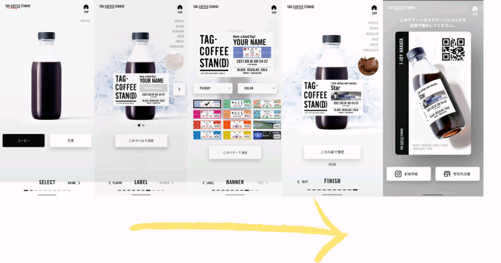 TAG-COFFEE STAN(D)を利用する際の流れの説明